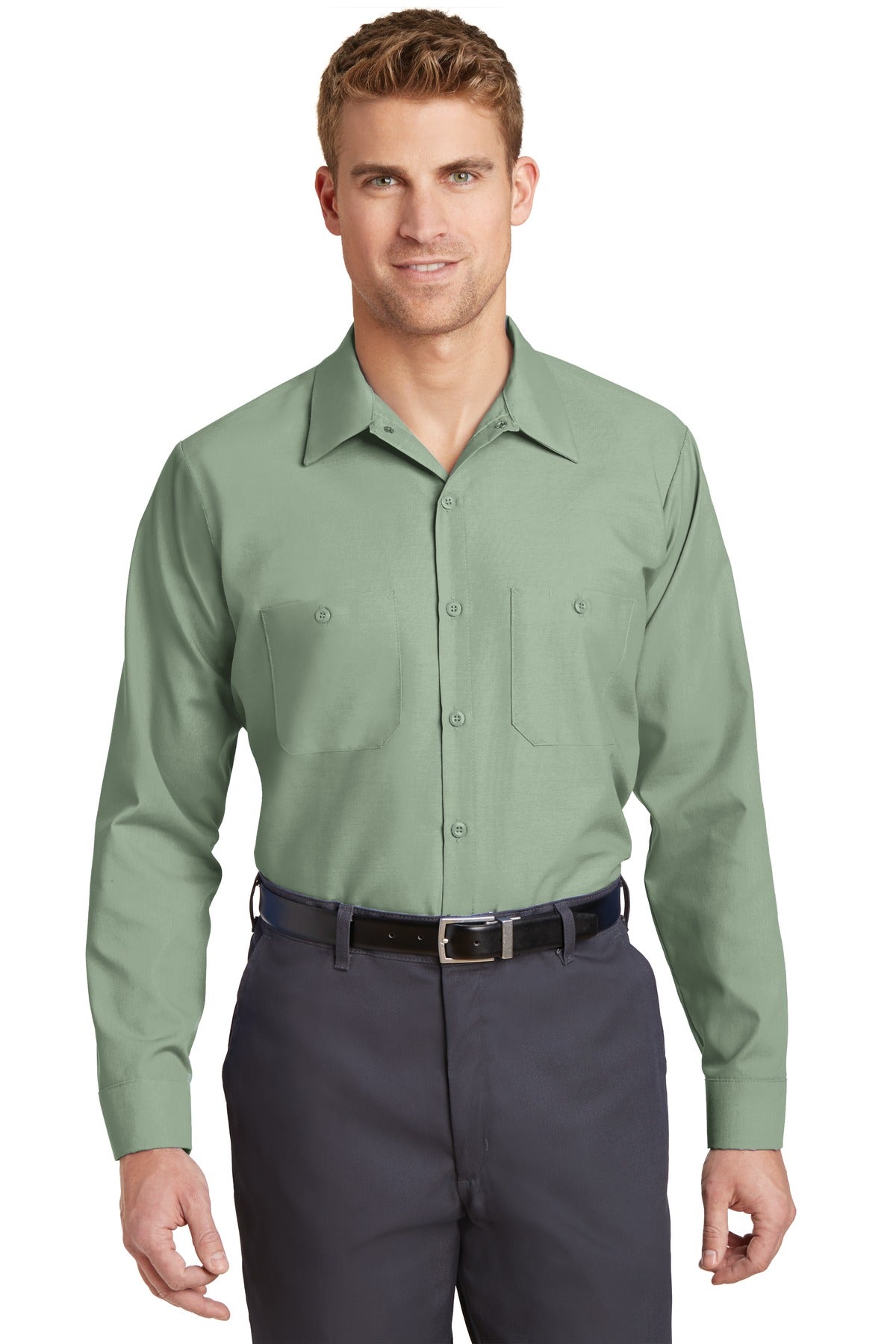 Custom Embroidery or DTF Print - Red Kap ®  Long Sleeve Industrial Work Shirt.  SP14