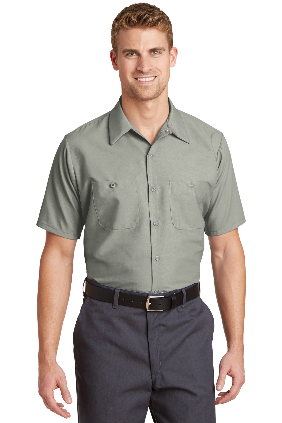 Custom Embroidery or DTF Print - Red Kap ®  Short Sleeve Industrial Work Shirt.  SP24