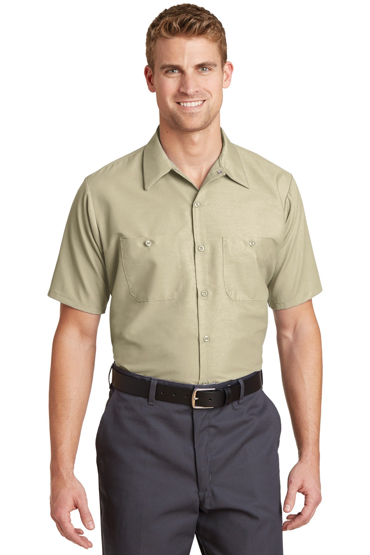 Custom Embroidery or DTF Print - Red Kap ®  Short Sleeve Industrial Work Shirt.  SP24