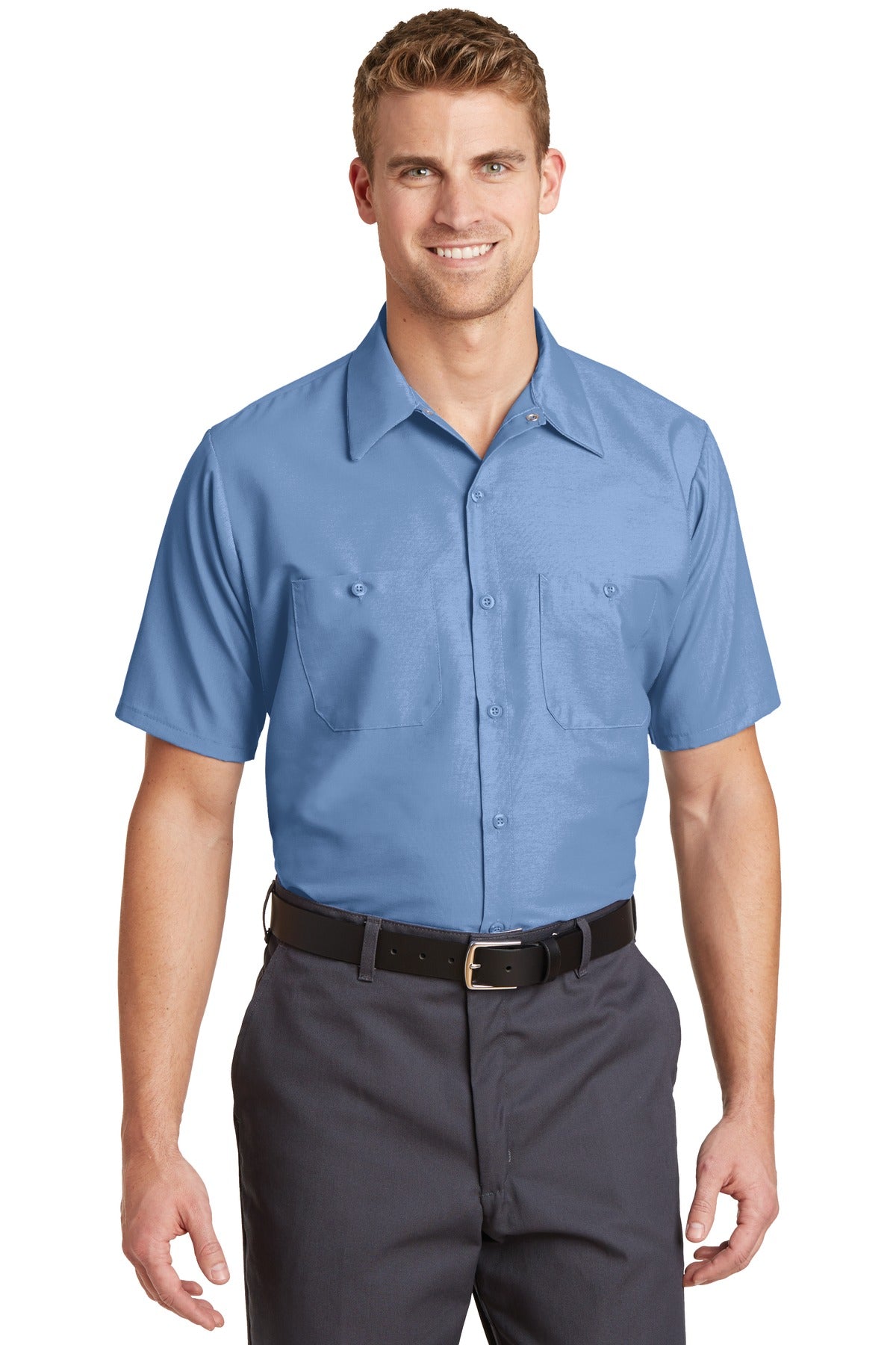 Custom Embroidery or DTF Print - Red Kap ®  Short Sleeve Industrial Work Shirt.  SP24