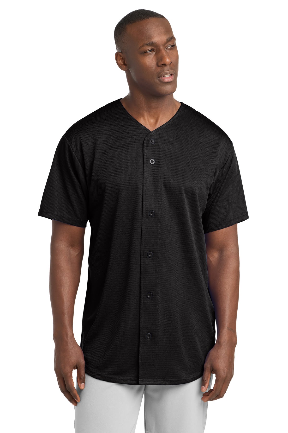 Custom Embroidery or DTF Print - Sport-Tek ®  PosiCharge ®  Tough Mesh Full-Button Jersey. ST220