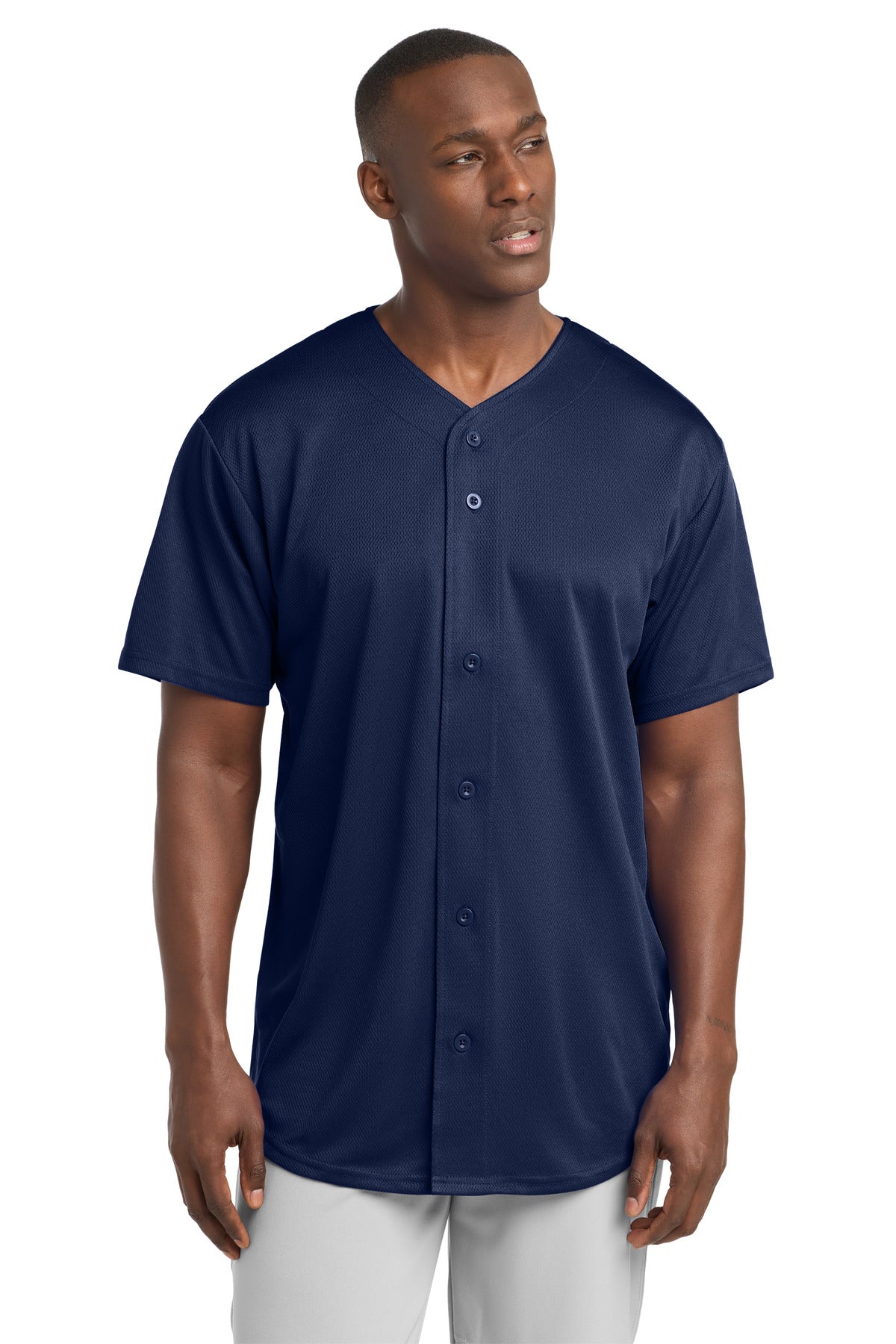 Custom Embroidery or DTF Print - Sport-Tek ®  PosiCharge ®  Tough Mesh Full-Button Jersey. ST220