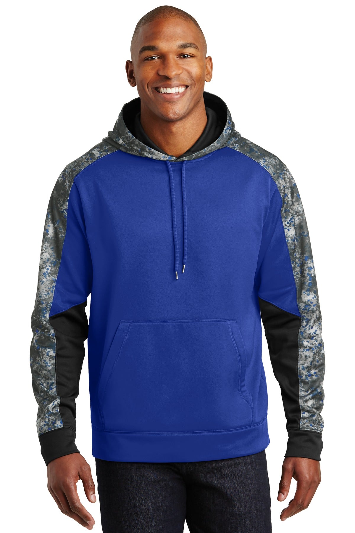 Custom Embroidered or DTF Print on Sport-Tek ®  Sport-Wick ®  Mineral Freeze Fleece Colorblock Hooded Pullover. ST231