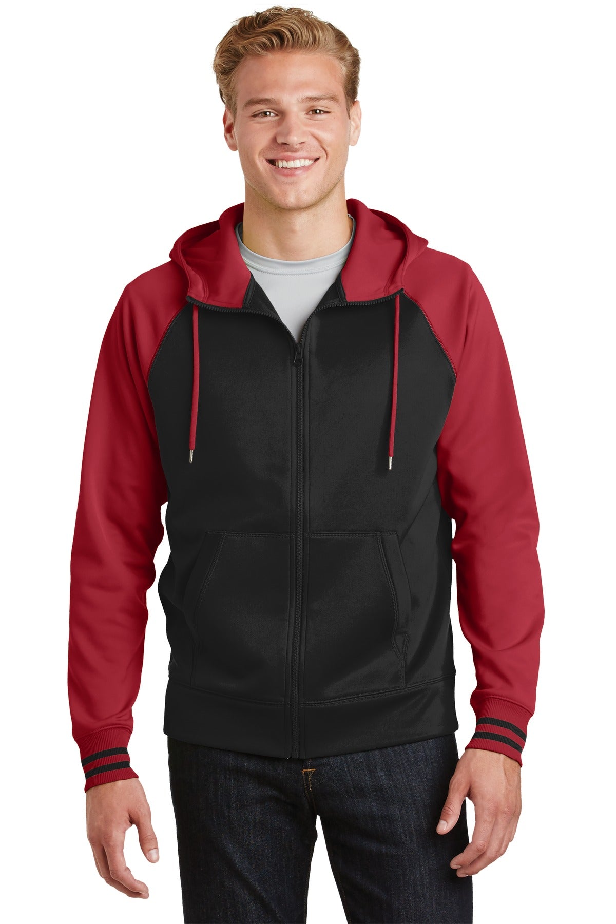 Custom Embroidered or DTF Print on Sport-Tek ®  Sport-Wick ®  Varsity Fleece Full-Zip Hooded Jacket. ST236