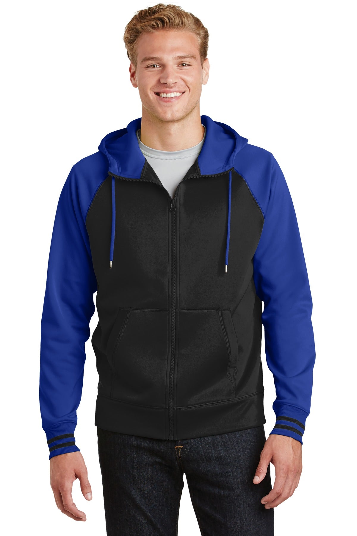 Custom Embroidered or DTF Print on Sport-Tek ®  Sport-Wick ®  Varsity Fleece Full-Zip Hooded Jacket. ST236