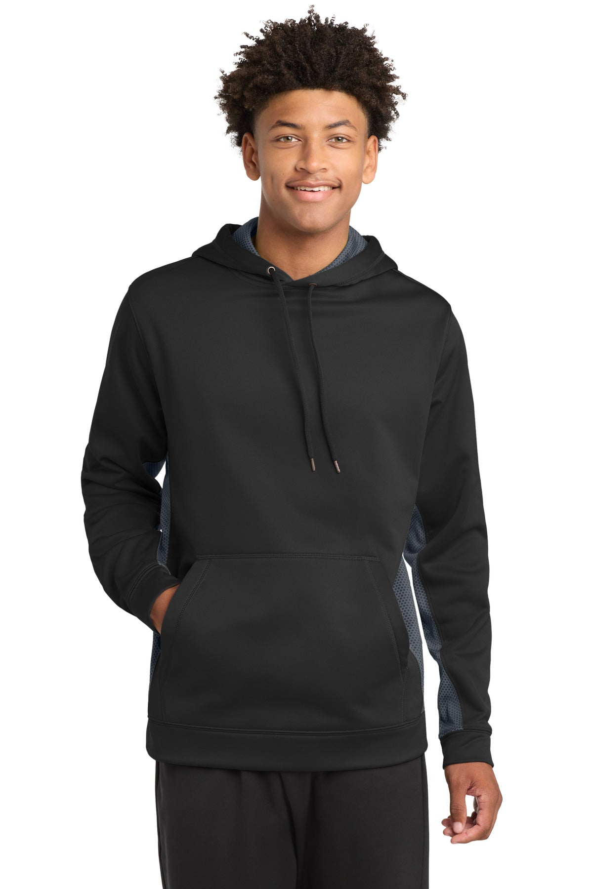 Custom Embroidered or DTF Print on Sport-Tek ®  Sport-Wick ®  CamoHex Fleece Colorblock Hooded Pullover. ST239