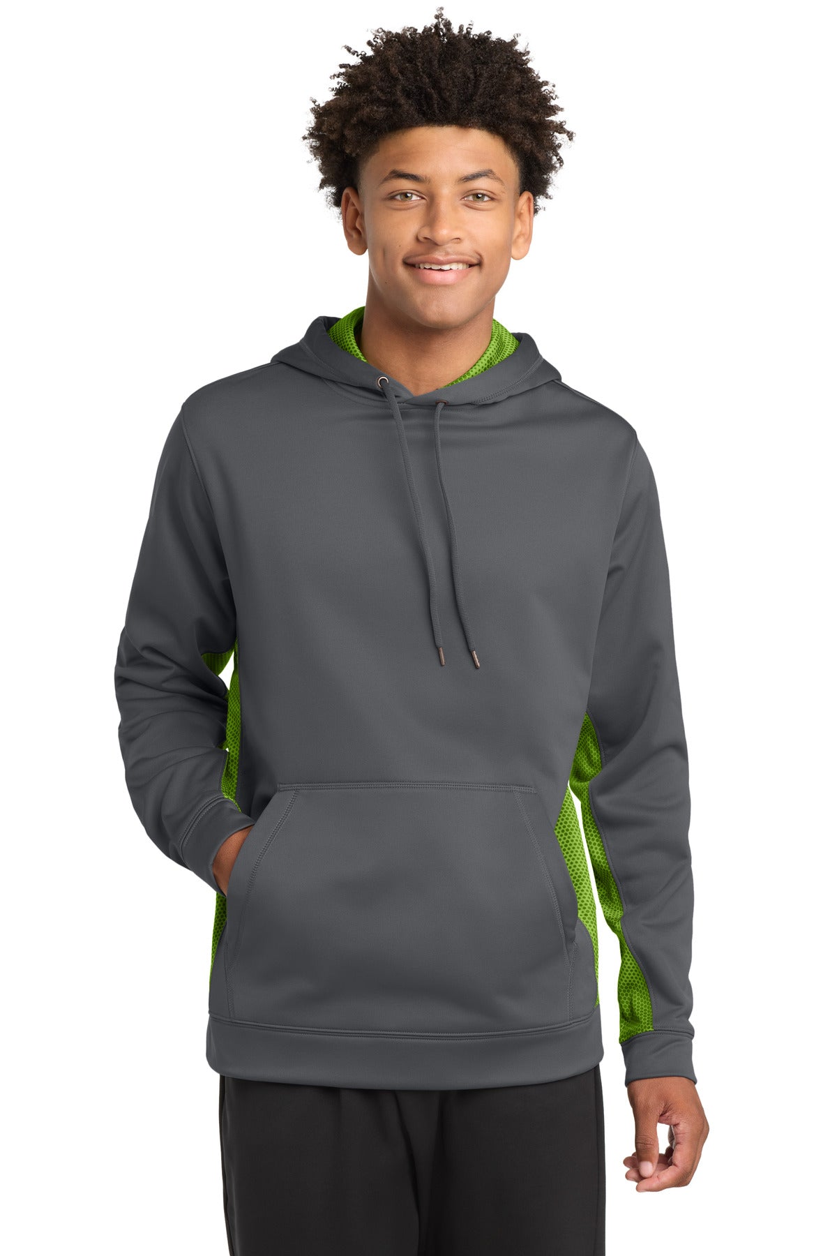 Custom Embroidered or DTF Print on Sport-Tek ®  Sport-Wick ®  CamoHex Fleece Colorblock Hooded Pullover. ST239
