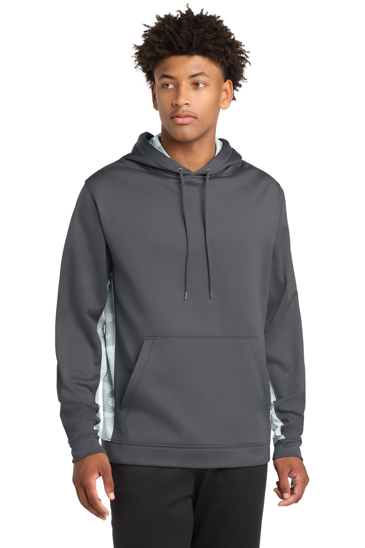 Custom Embroidered or DTF Print on Sport-Tek ®  Sport-Wick ®  CamoHex Fleece Colorblock Hooded Pullover. ST239