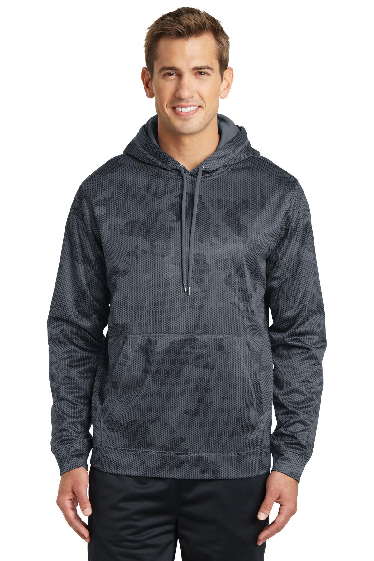 Custom Embroidered or DTF Print on Sport-Tek ®  Sport-Wick ®  CamoHex Fleece Hooded Pullover. ST240