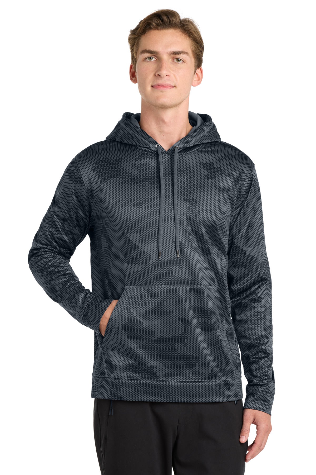 Custom Embroidery or DTF Print - Sport-Tek ®  Sport-Wick ®  CamoHex Fleece Hooded Pullover. ST240