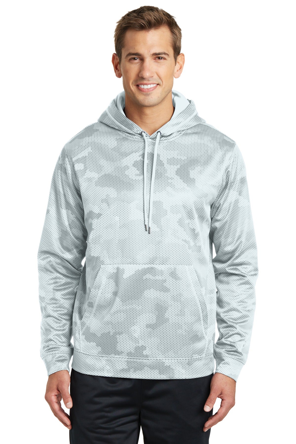 Custom Embroidered or DTF Print on Sport-Tek ®  Sport-Wick ®  CamoHex Fleece Hooded Pullover. ST240