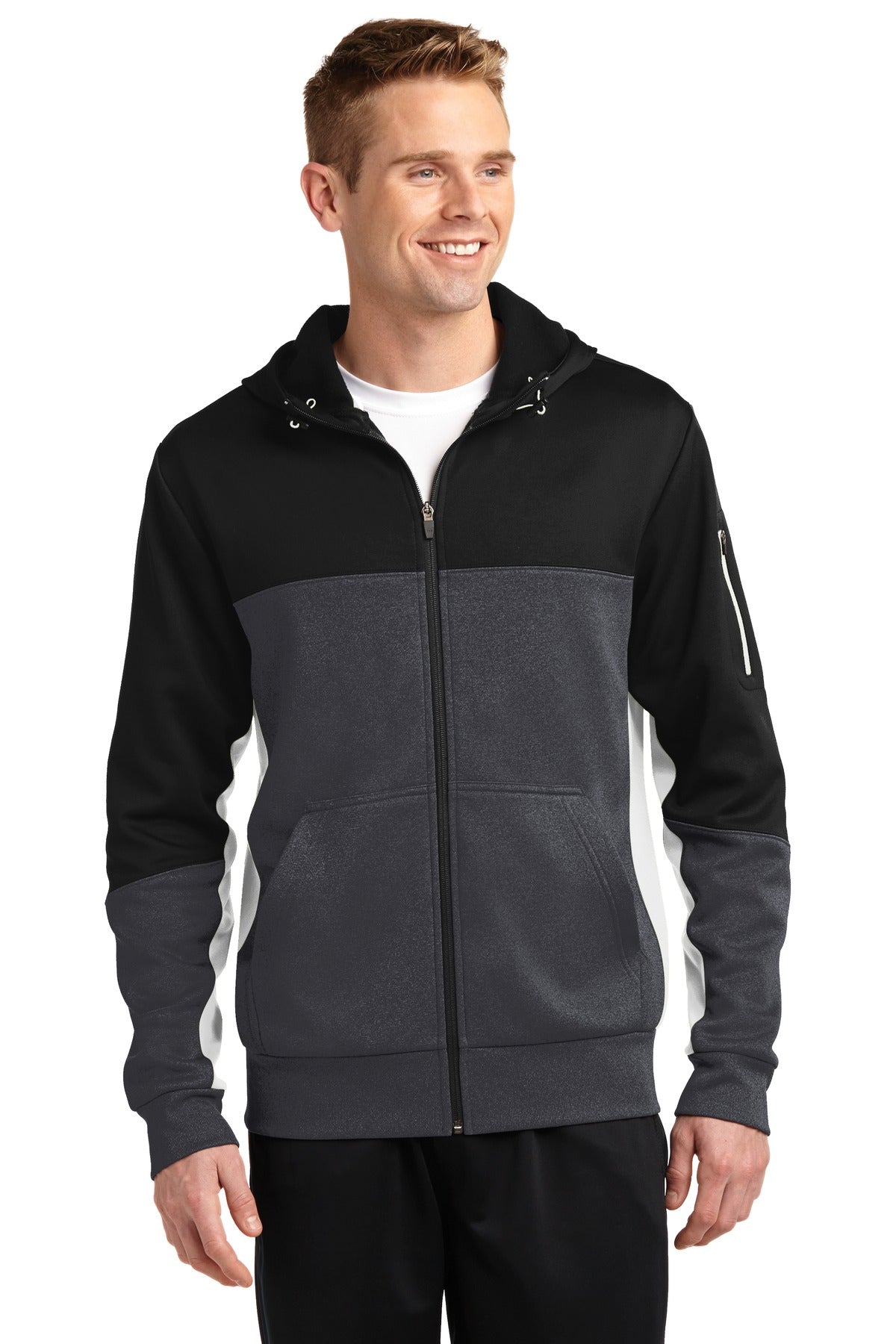 Custom Embroidered - Sport-Tek® Tech Fleece Colorblock Full-Zip Hooded Jacket. ST245