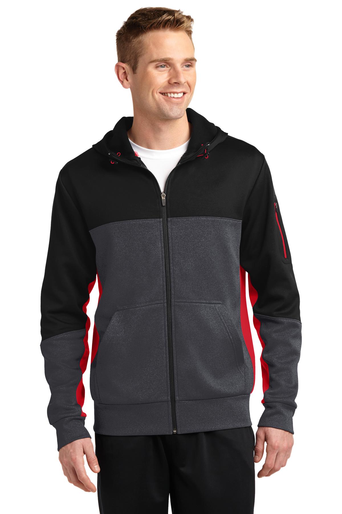 Custom Embroidered - Sport-Tek® Tech Fleece Colorblock Full-Zip Hooded Jacket. ST245