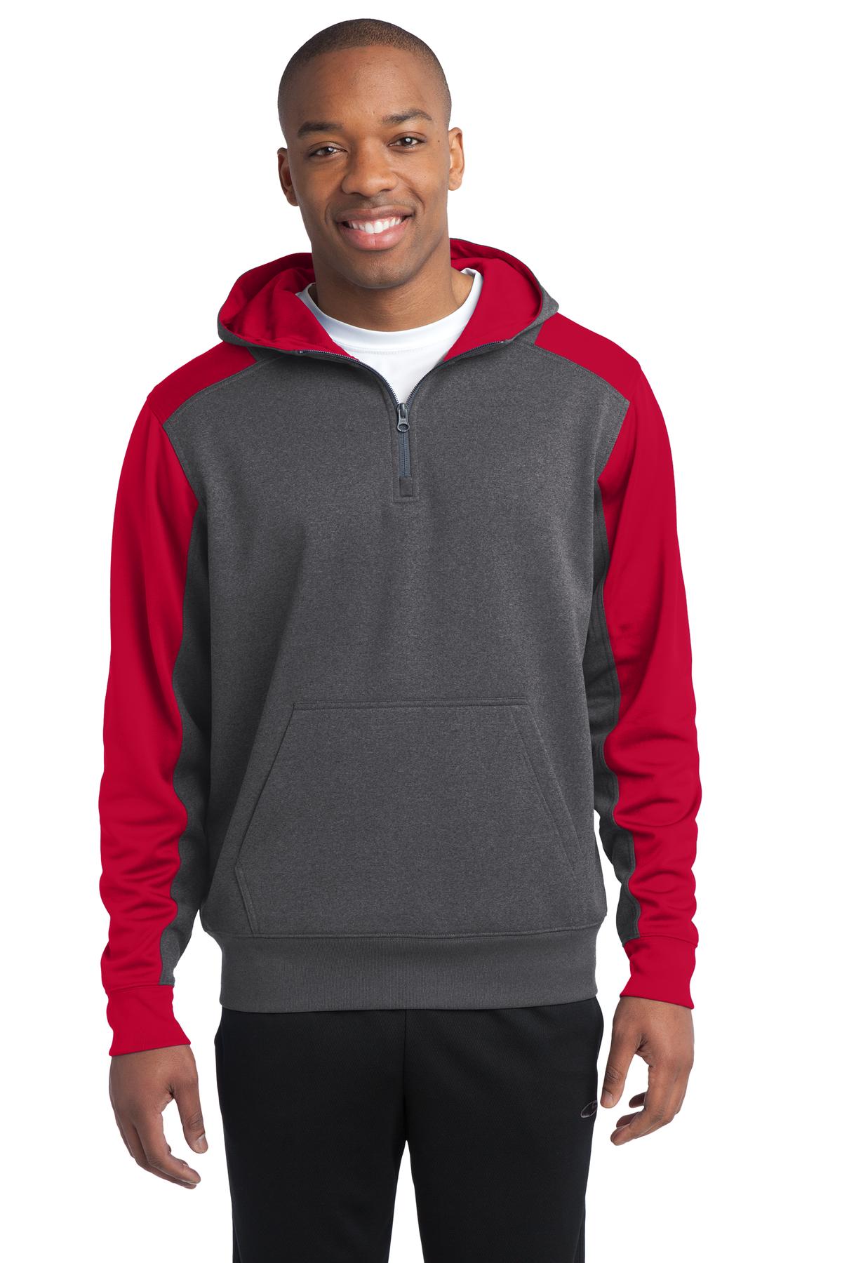 Custom Embroidered - Sport-Tek®  Tech Fleece Colorblock 1/4-Zip Hooded Sweatshirt. ST249