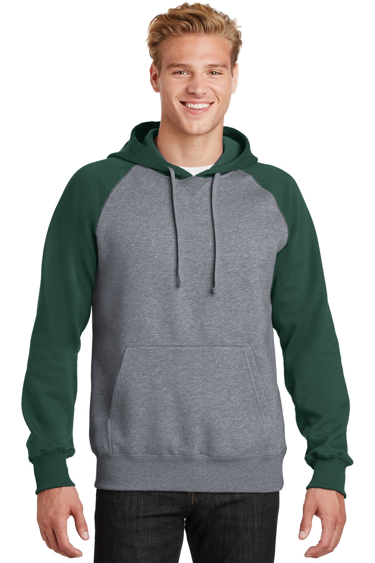 Custom Embroidered or DTF Print on Sport-Tek ®  Raglan Colorblock Pullover Hooded Sweatshirt. ST267
