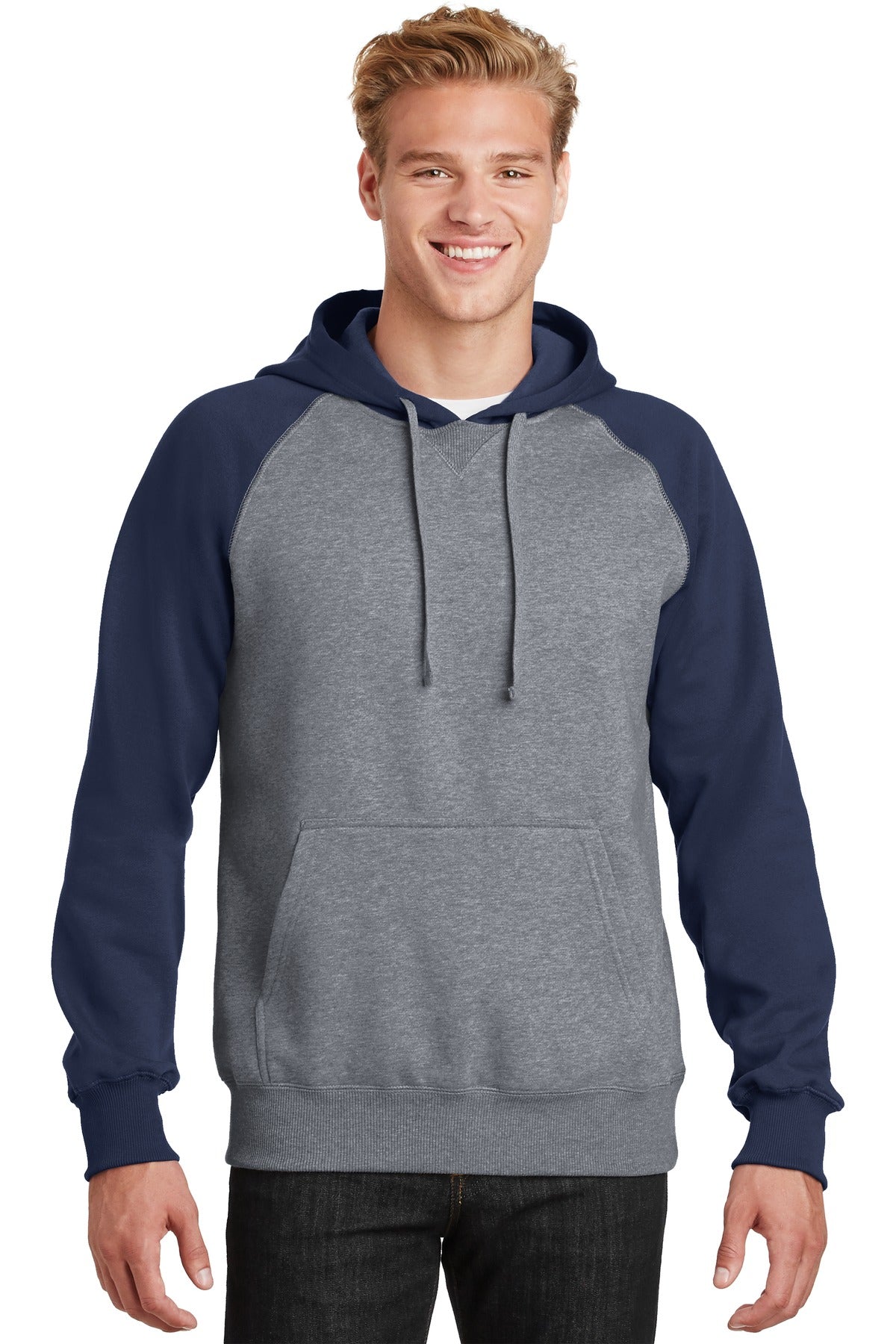 Custom Embroidered or DTF Print on Sport-Tek ®  Raglan Colorblock Pullover Hooded Sweatshirt. ST267