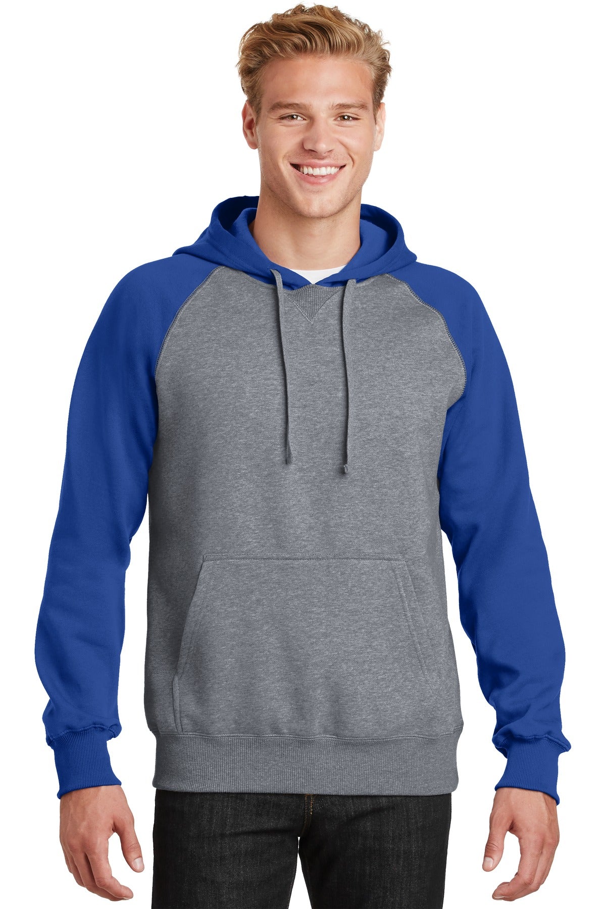 Custom Embroidered or DTF Print on Sport-Tek ®  Raglan Colorblock Pullover Hooded Sweatshirt. ST267