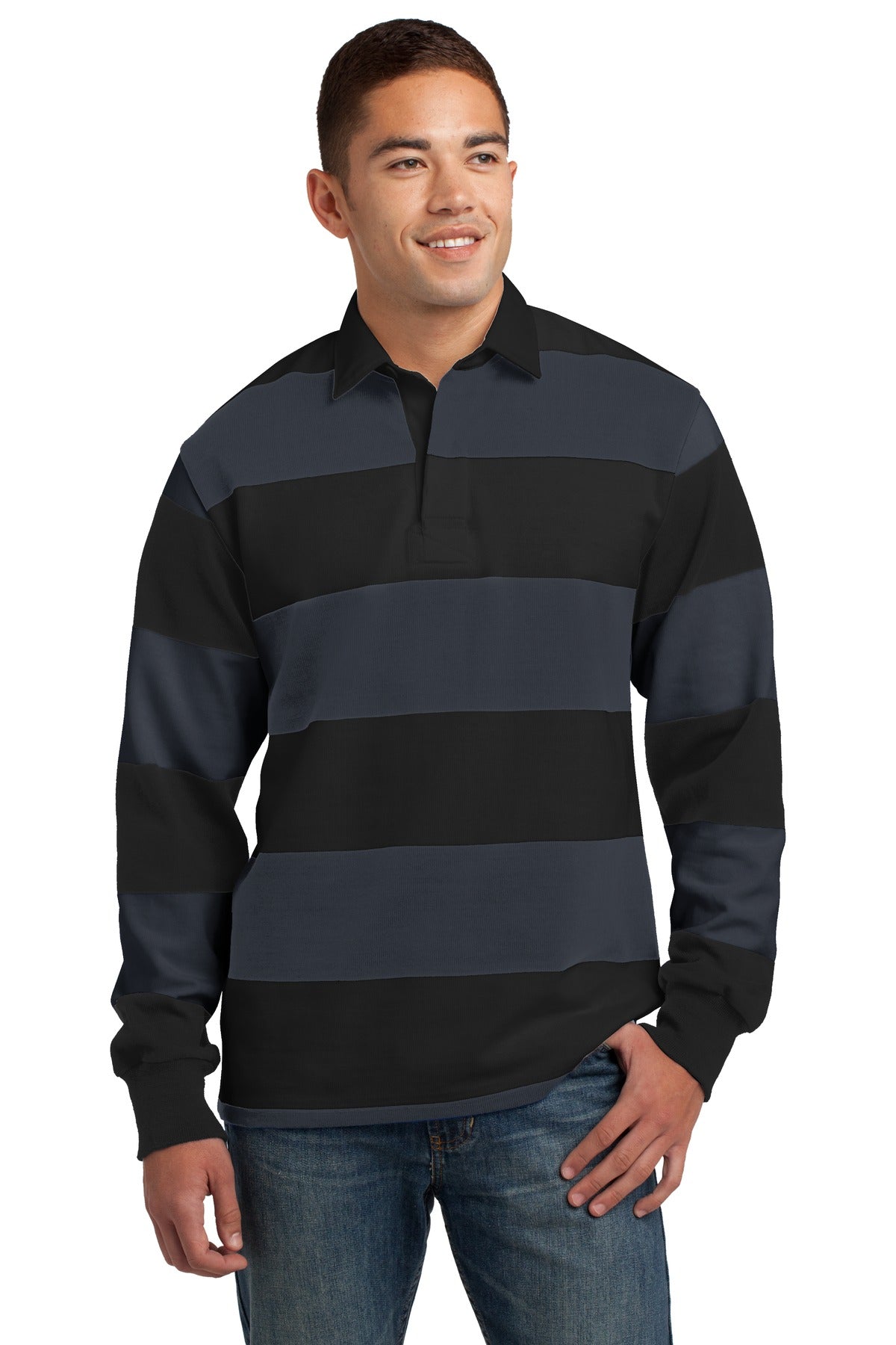 Custom Embroidered - Sport-Tek© Classic Long Sleeve Rugby Polo. ST301