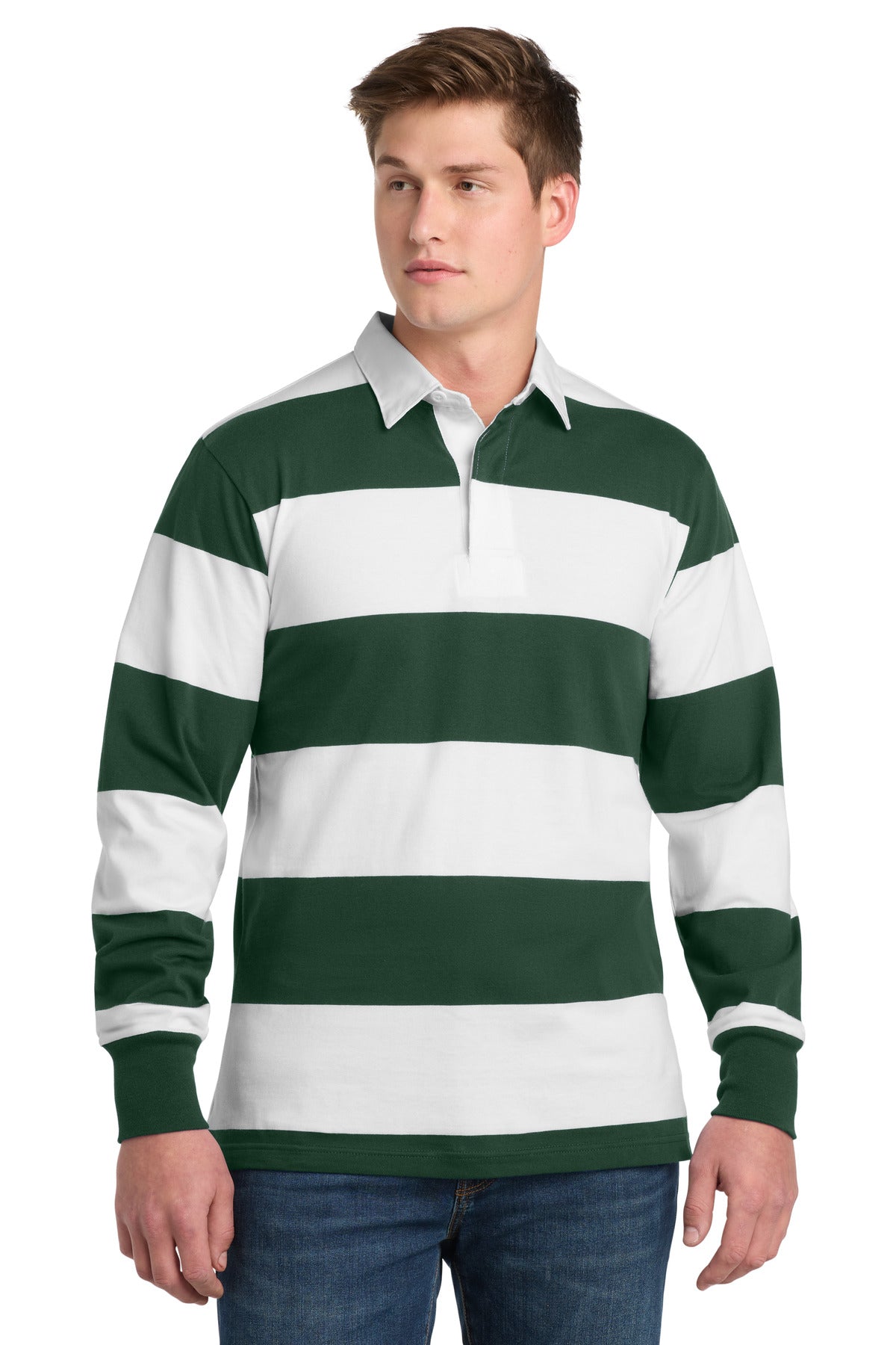 Custom Embroidery or DTF Print - Sport-Tek ®  Classic Long Sleeve Rugby Polo. ST301