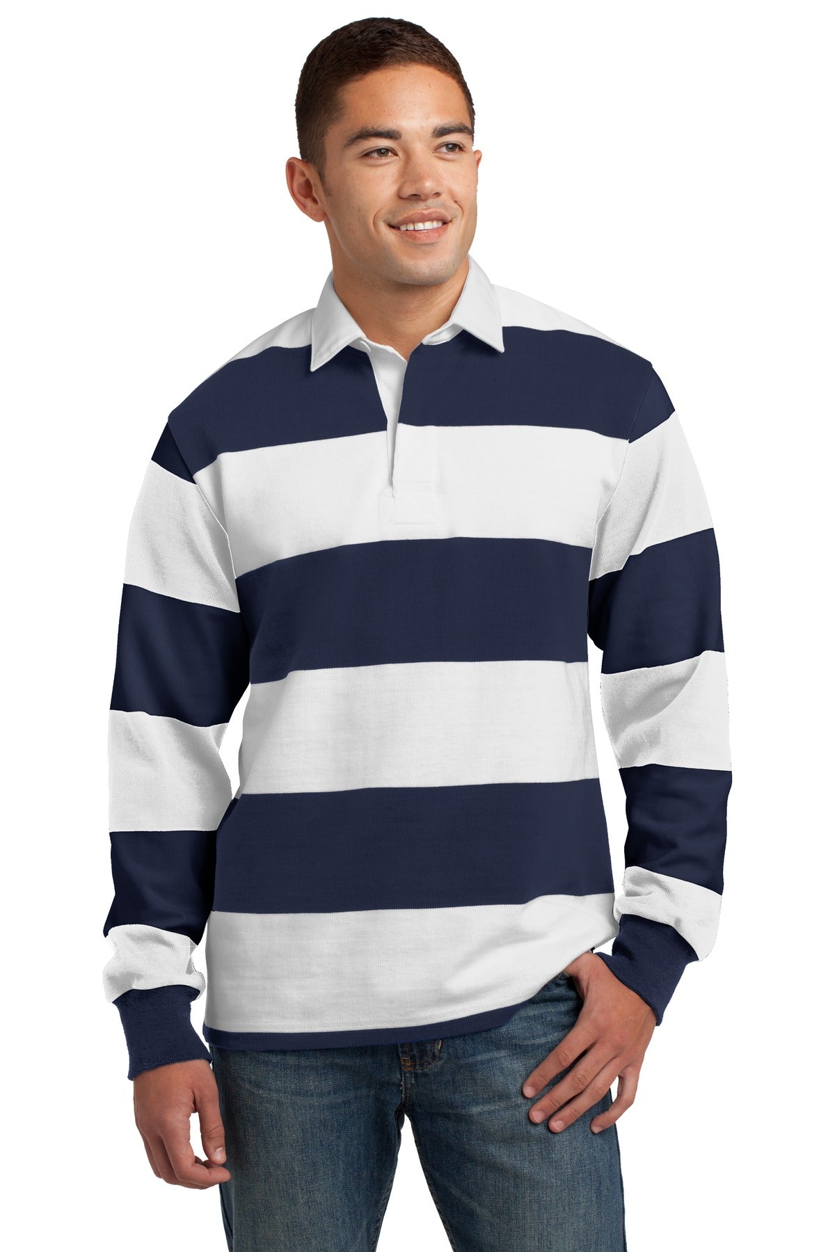 Custom Embroidered - Sport-Tek© Classic Long Sleeve Rugby Polo. ST301