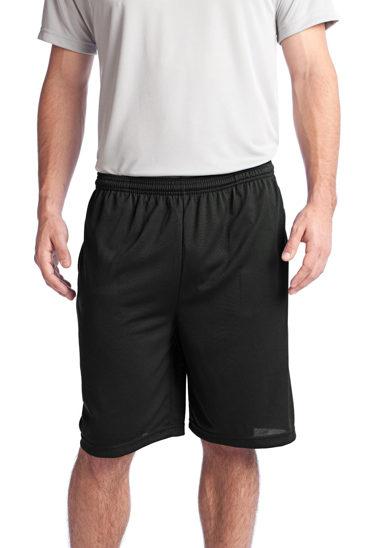 Custom Embroidery or DTF Print - Sport-Tek ®  PosiCharge ®  Tough Mesh Pocket Short. ST312