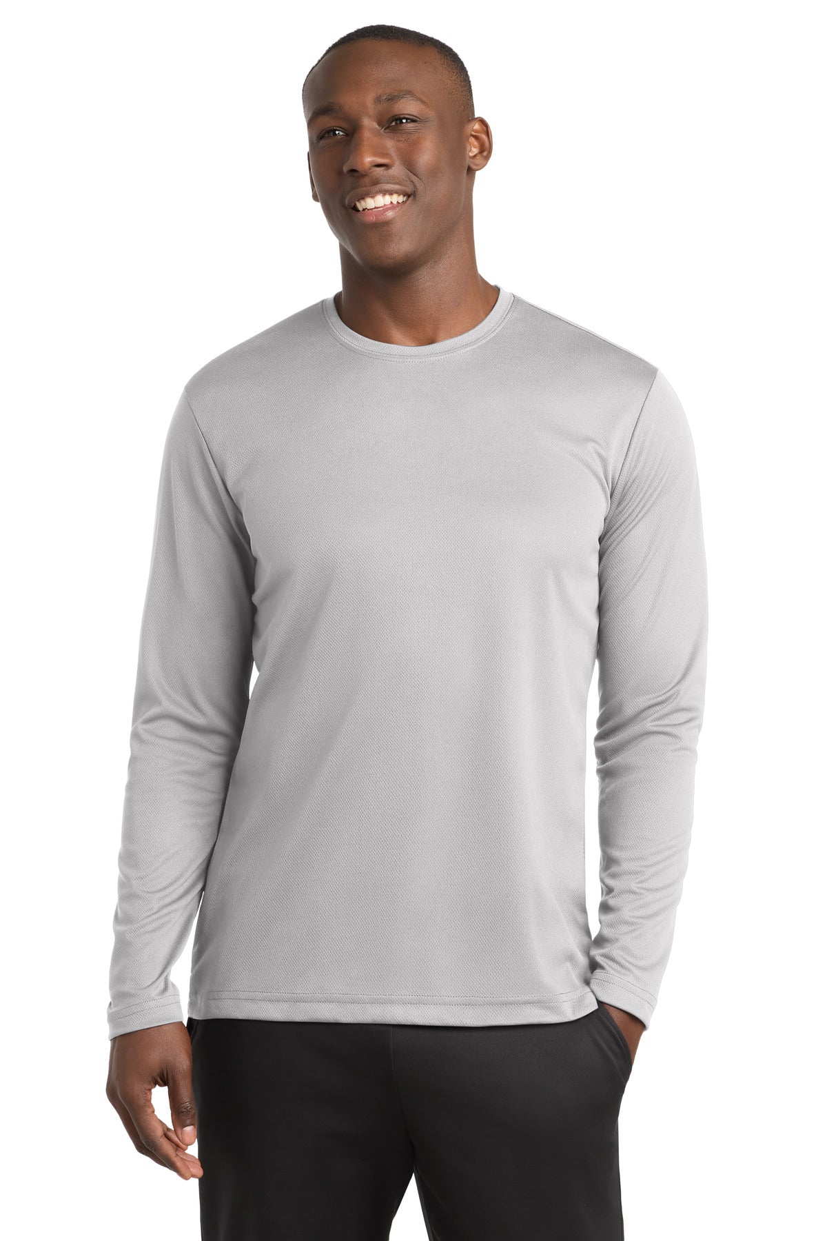 Custom Embroidery or DTF Print - Sport-Tek ®  PosiCharge ®  RacerMesh ®  Long Sleeve Tee. ST340LS