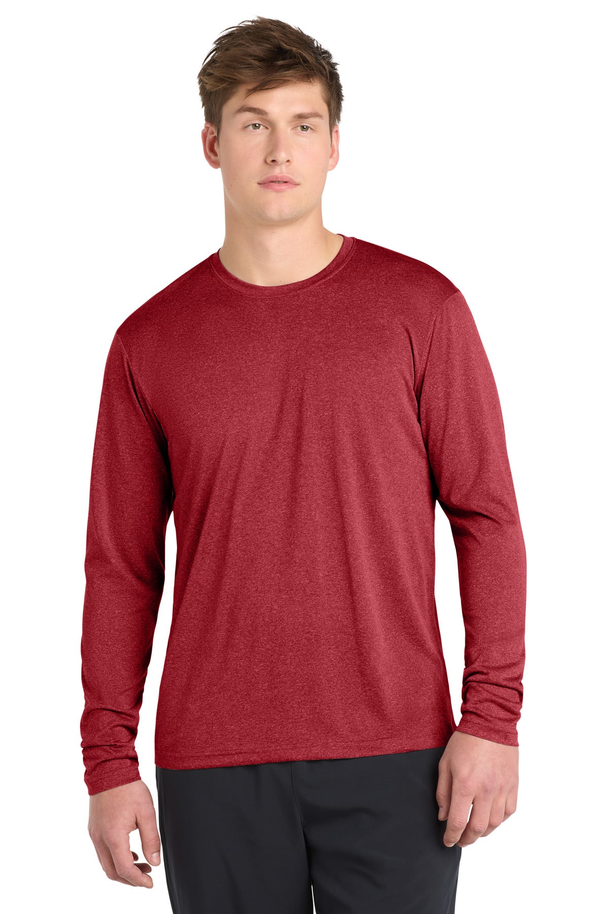 Custom Embroidery or DTF Print - Sport-Tek ®  Long Sleeve Heather Contender ™  Tee. ST360LS