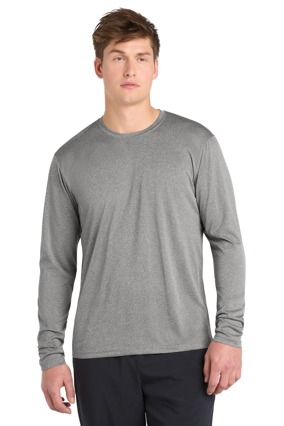 Custom Embroidery or DTF Print - Sport-Tek ®  Long Sleeve Heather Contender ™  Tee. ST360LS