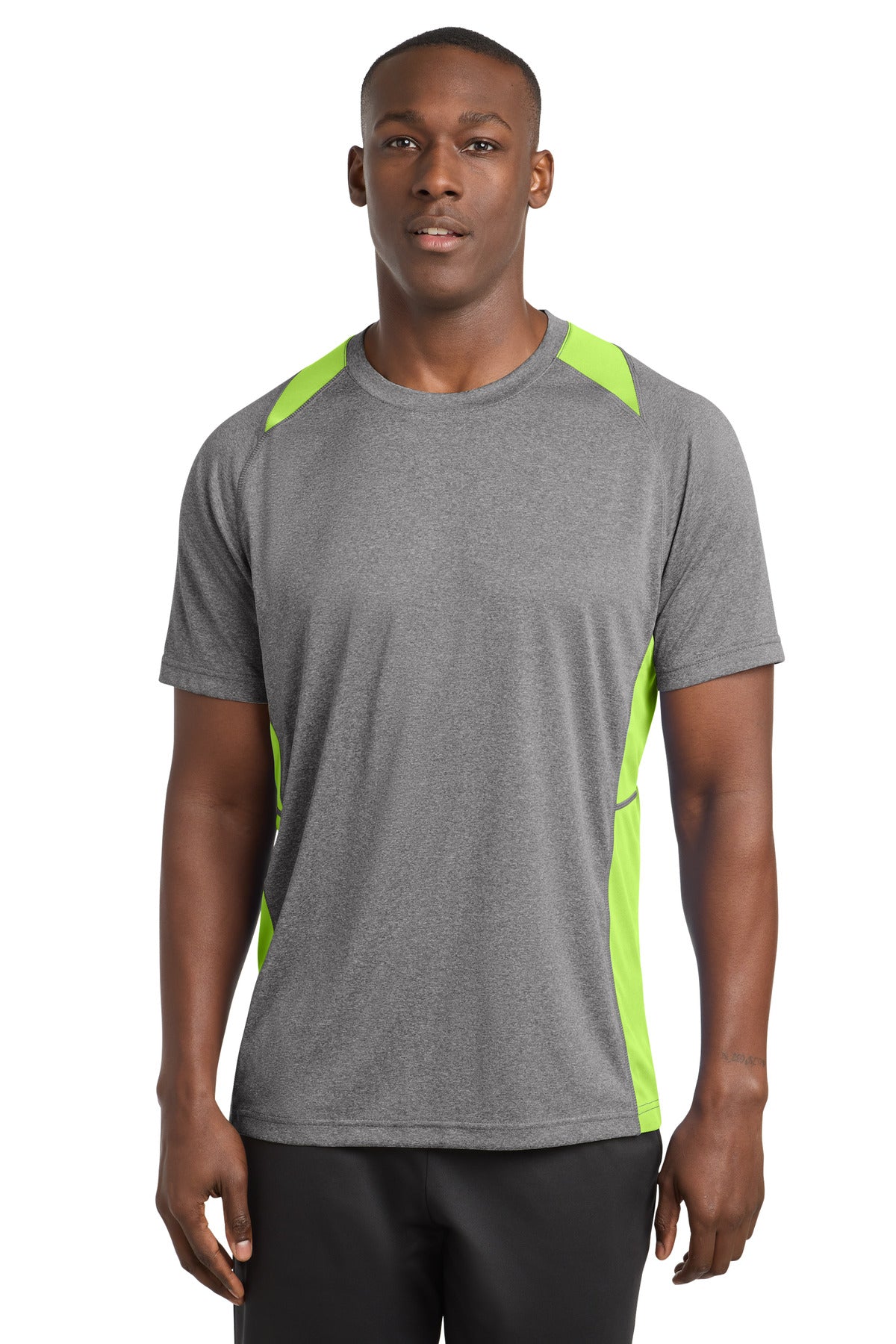 Custom Embroidery or DTF Print - Sport-Tek ®  Heather Colorblock Contender ™  Tee. ST361