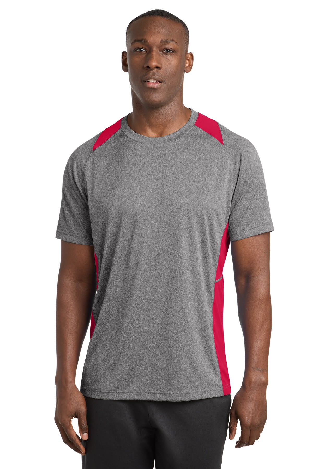 Custom Embroidery or DTF Print - Sport-Tek ®  Heather Colorblock Contender ™  Tee. ST361