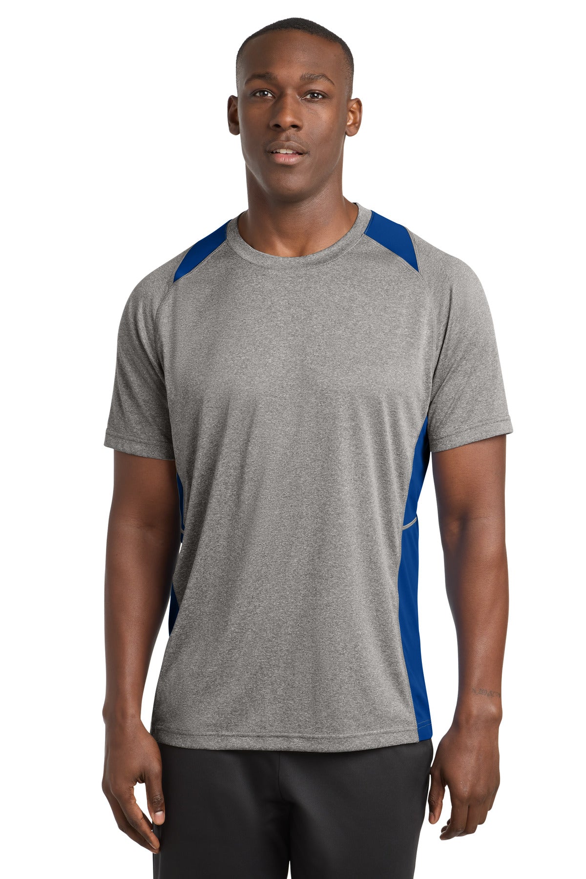 Custom Embroidery or DTF Print - Sport-Tek ®  Heather Colorblock Contender ™  Tee. ST361