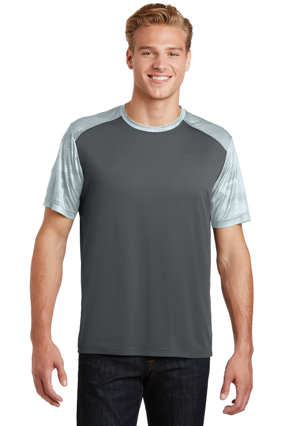 Custom Embroidered - Sport-Tek® CamoHex Colorblock Tee. ST371