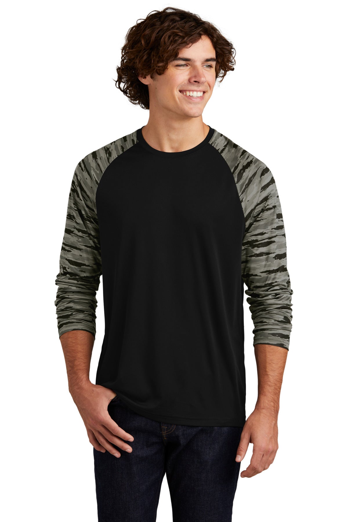 Custom Embroidered - Sport-Tek® Drift Camo Colorblock Long Sleeve Tee ST376LS