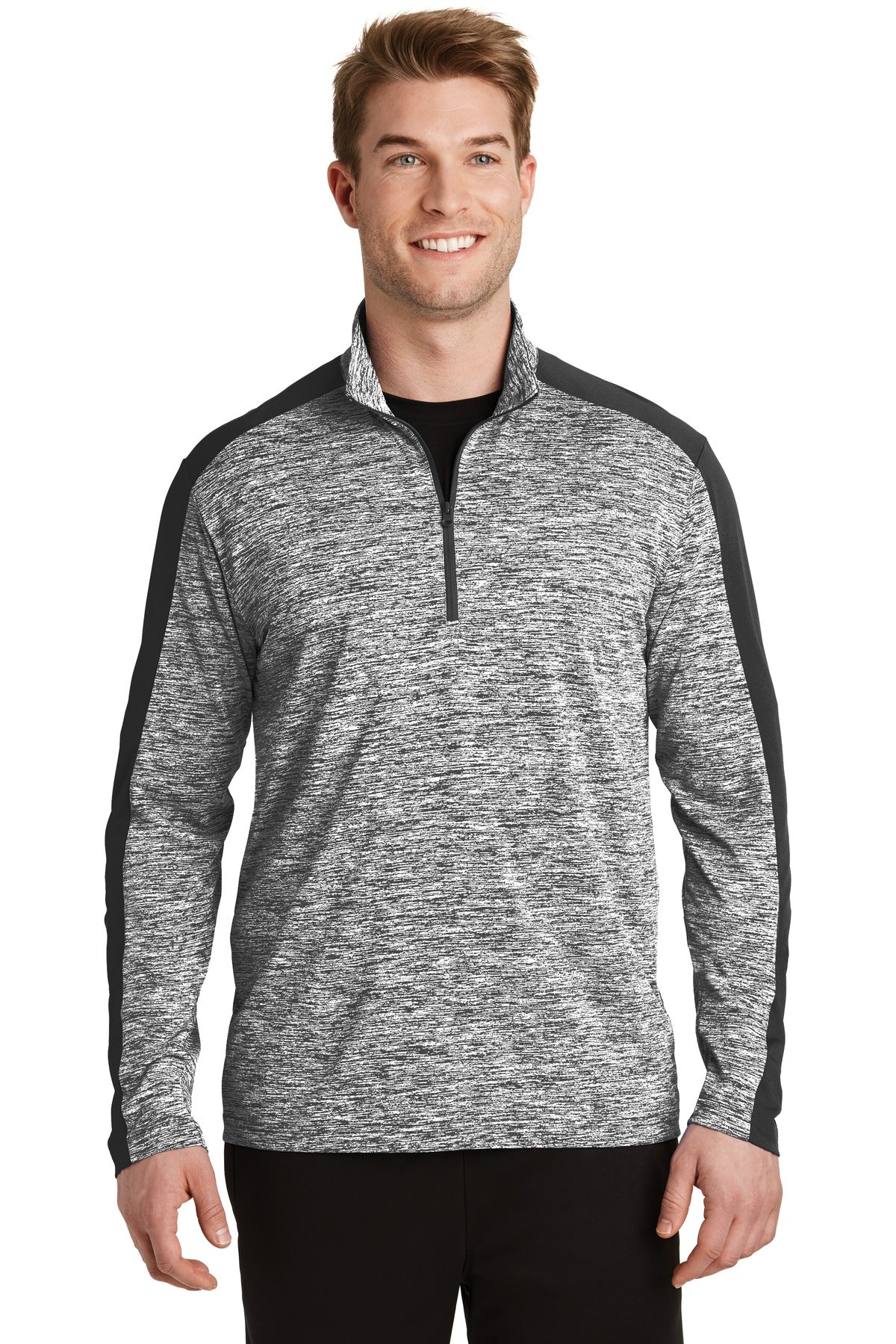 Custom Embroidered - Sport-Tek® PosiCharge® Electric Heather Colorblock 1/4-Zip Pullover. ST397