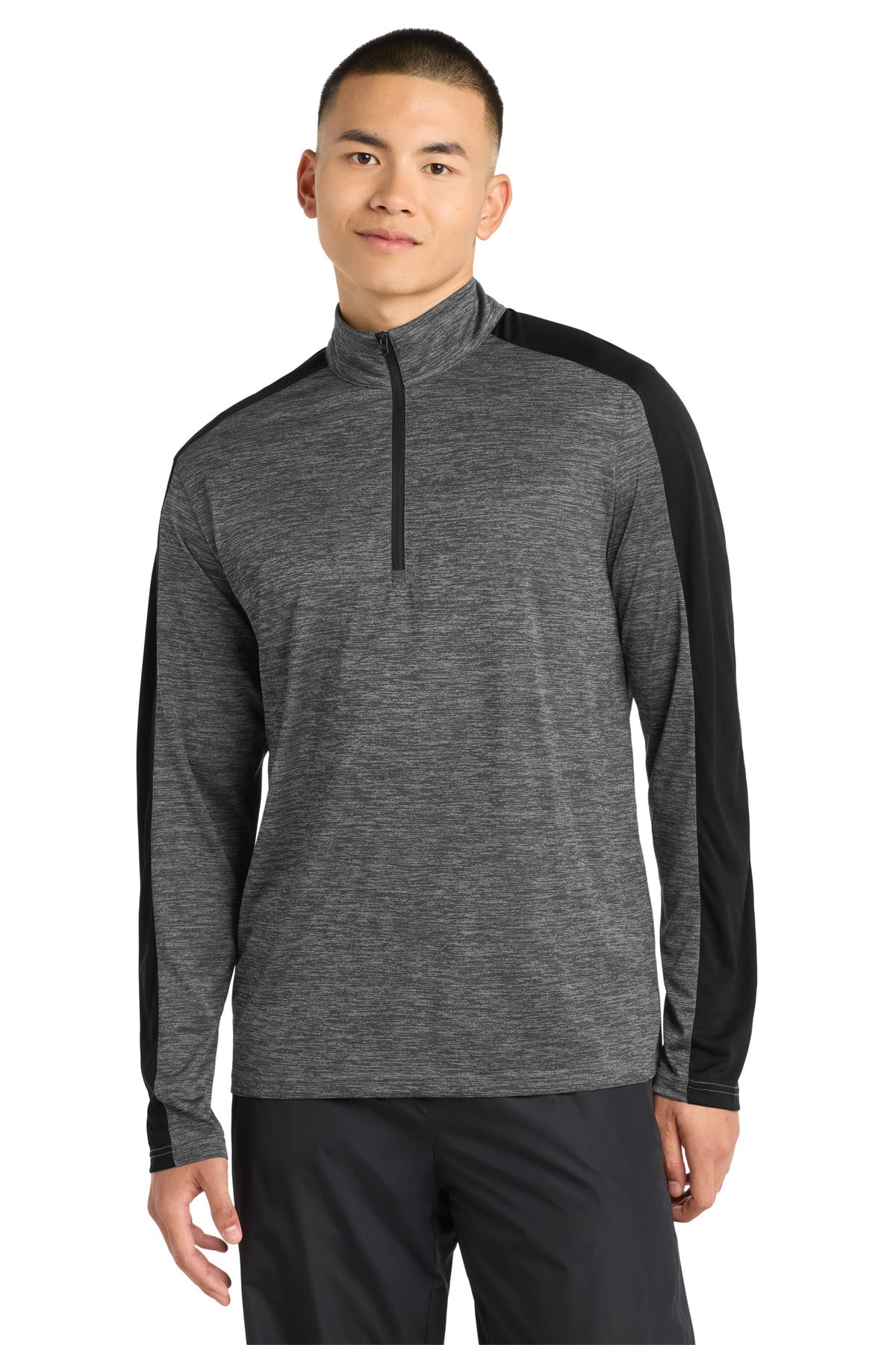 Custom Embroidery or DTF Print - Sport-Tek ®  PosiCharge ®  Electric Heather Colorblock 1/4-Zip Pullover. ST397