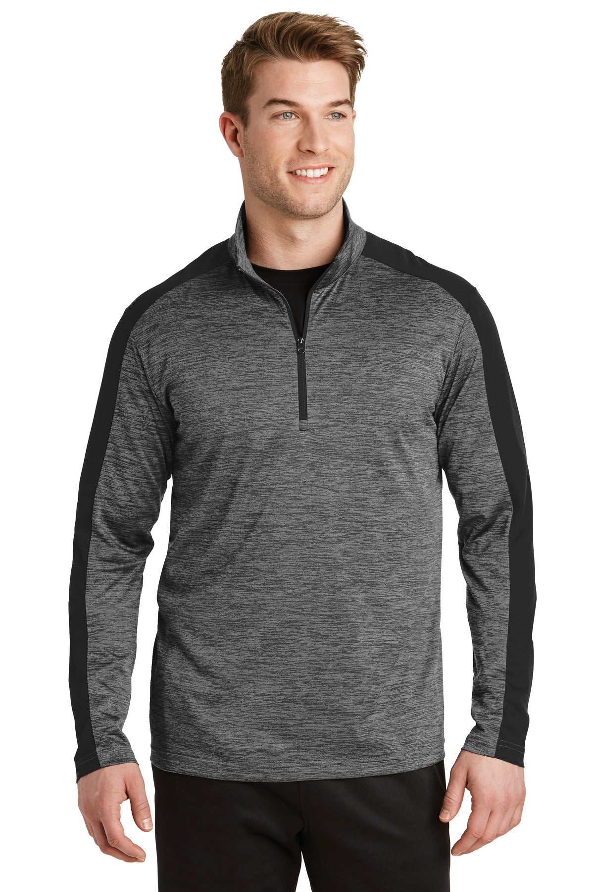 Custom Embroidered - Sport-Tek® PosiCharge® Electric Heather Colorblock 1/4-Zip Pullover. ST397