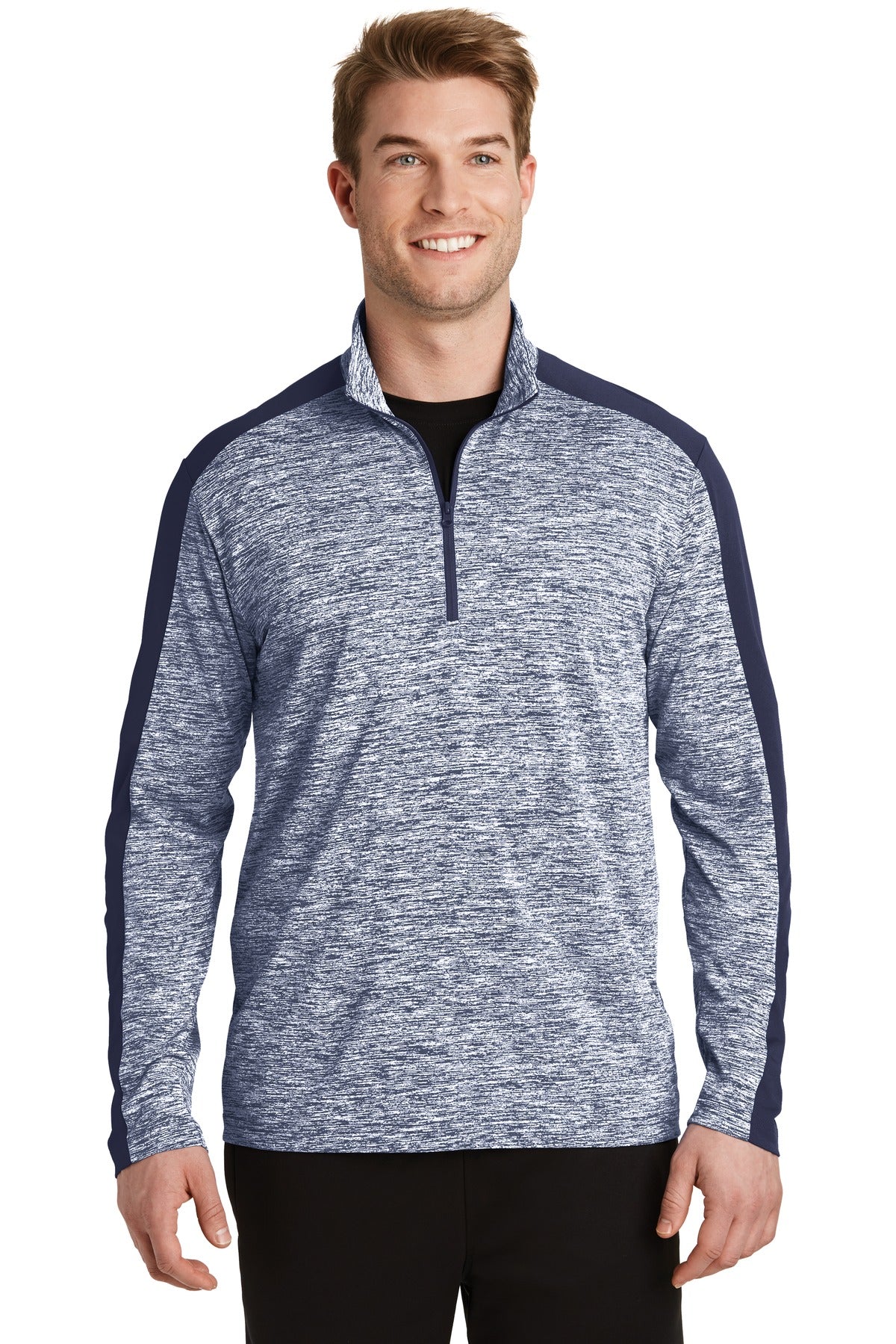 Custom Embroidered - Sport-Tek® PosiCharge® Electric Heather Colorblock 1/4-Zip Pullover. ST397