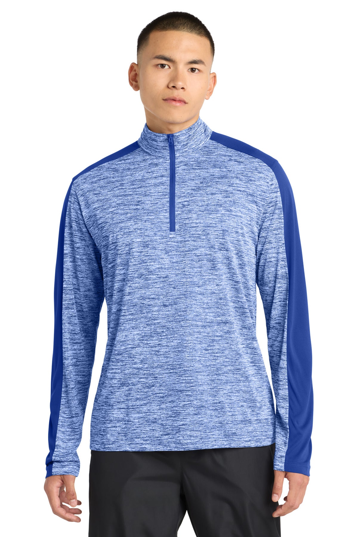 Custom Embroidery or DTF Print - Sport-Tek ®  PosiCharge ®  Electric Heather Colorblock 1/4-Zip Pullover. ST397