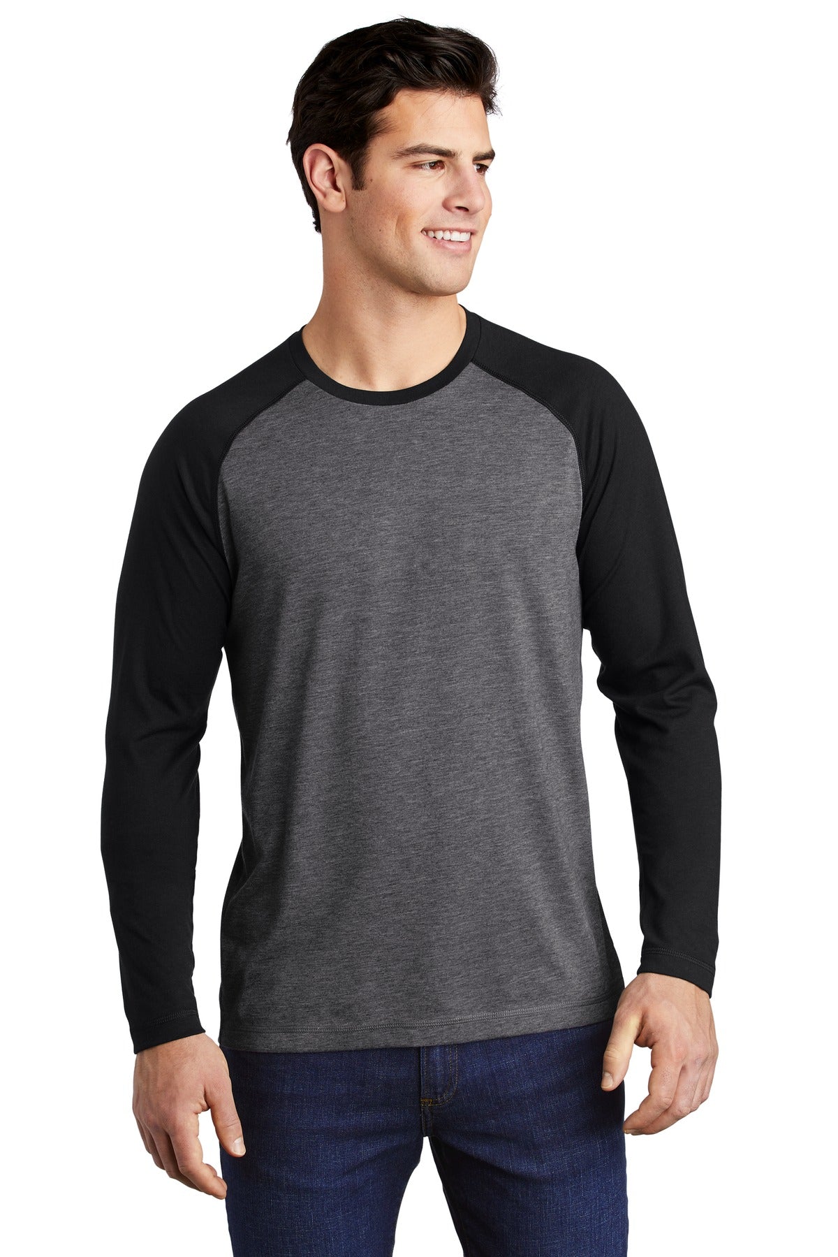 Custom Embroidered - Sport-Tek ® PosiCharge ® Long Sleeve Tri-Blend Wicking Raglan Tee ST400LS