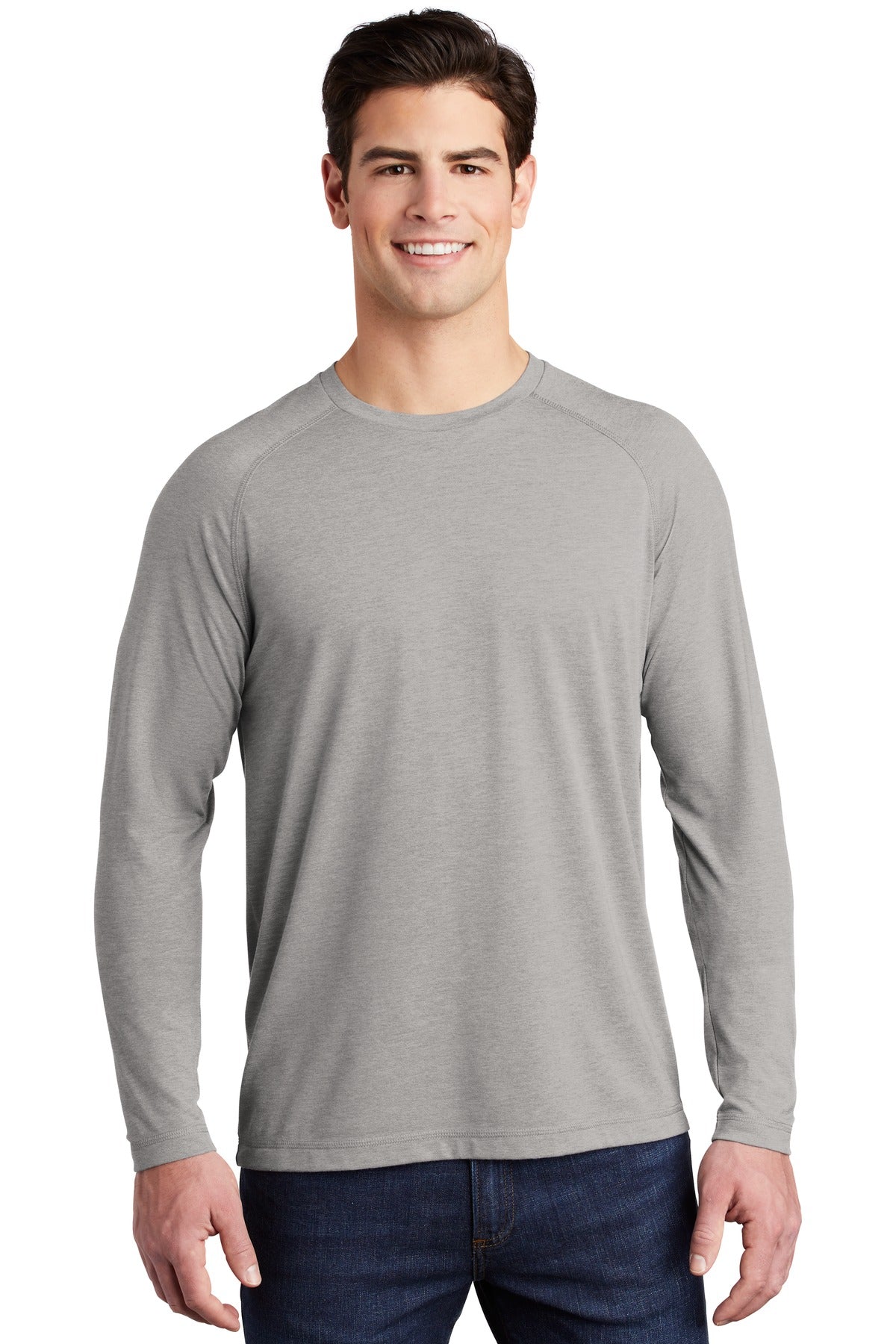 Custom Embroidered - Sport-Tek ® PosiCharge ® Long Sleeve Tri-Blend Wicking Raglan Tee ST400LS