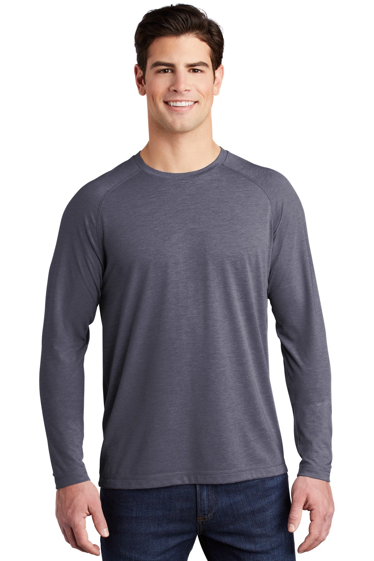 Custom Embroidered - Sport-Tek ® PosiCharge ® Long Sleeve Tri-Blend Wicking Raglan Tee ST400LS