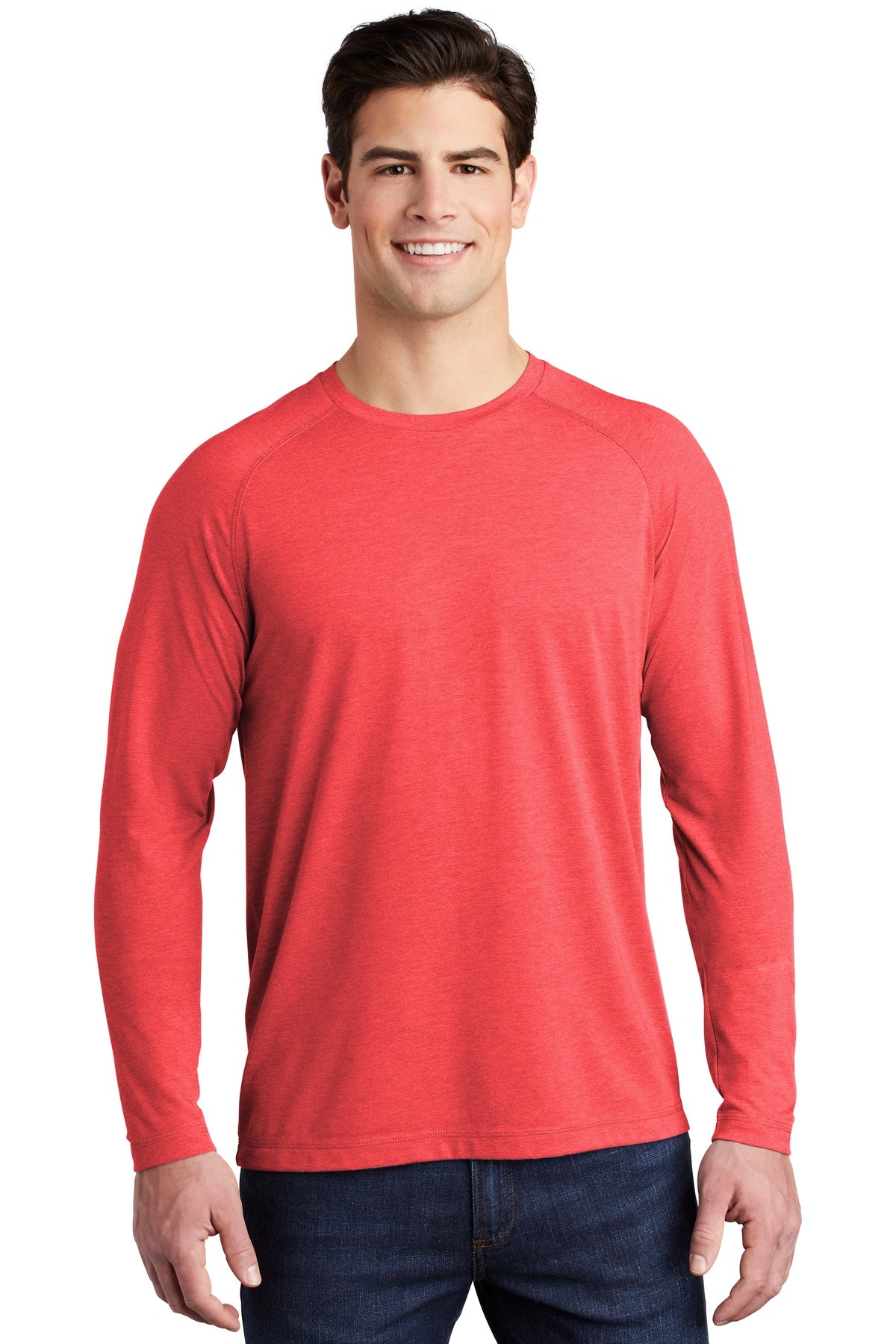 Custom Embroidered - Sport-Tek ® PosiCharge ® Long Sleeve Tri-Blend Wicking Raglan Tee ST400LS