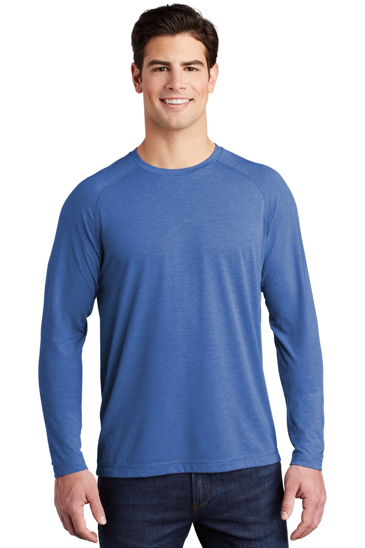 Custom Embroidered - Sport-Tek ® PosiCharge ® Long Sleeve Tri-Blend Wicking Raglan Tee ST400LS