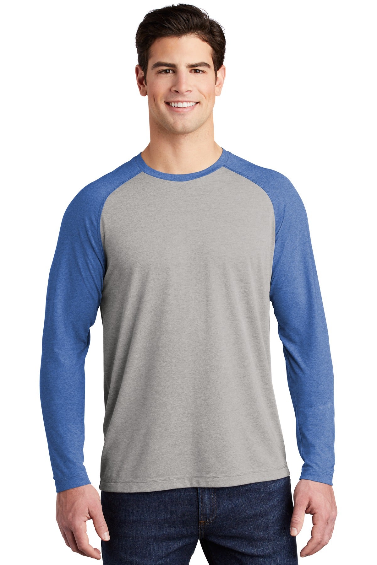 Custom Embroidered - Sport-Tek ® PosiCharge ® Long Sleeve Tri-Blend Wicking Raglan Tee ST400LS