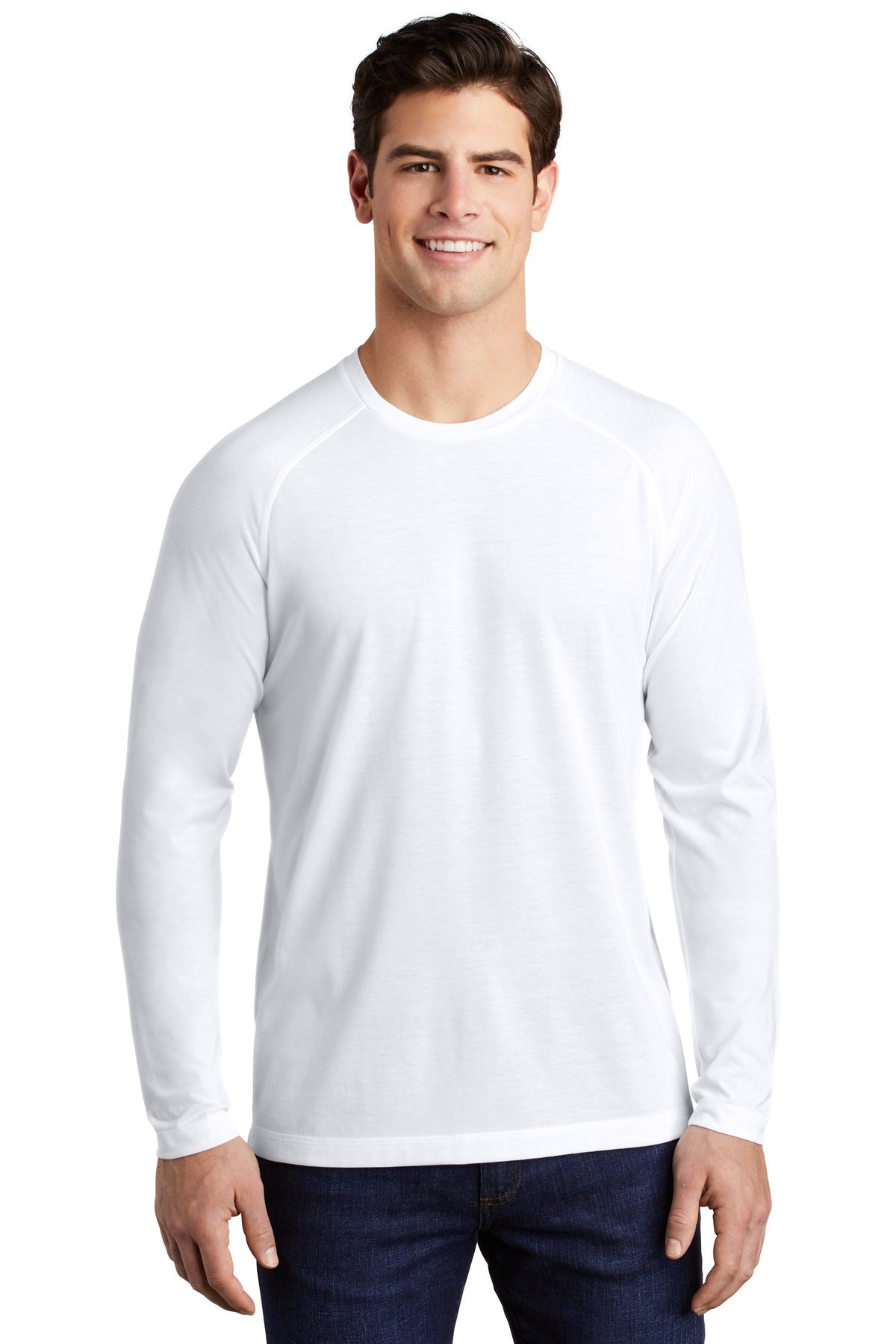 Custom Embroidered - Sport-Tek ® PosiCharge ® Long Sleeve Tri-Blend Wicking Raglan Tee ST400LS