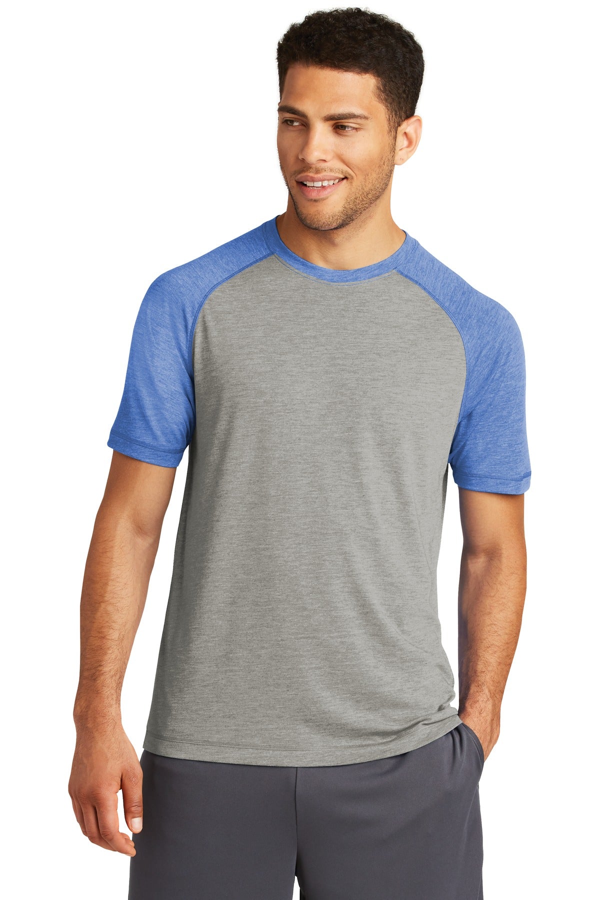 Custom Embroidered - Sport-Tek ® PosiCharge ® Tri-Blend Wicking Raglan Tee. ST400