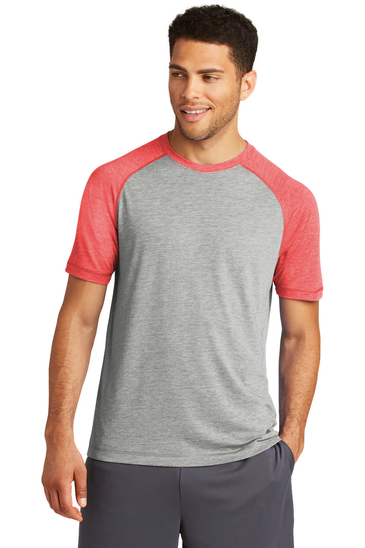 Custom Embroidered - Sport-Tek ® PosiCharge ® Tri-Blend Wicking Raglan Tee. ST400