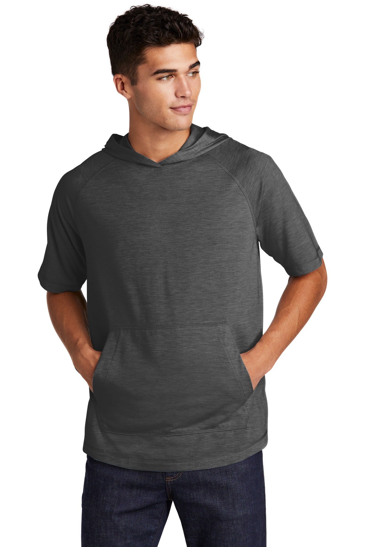 Custom Embroidered - Sport-Tek ® PosiCharge ® Tri-Blend Wicking Short Sleeve Hoodie. ST404