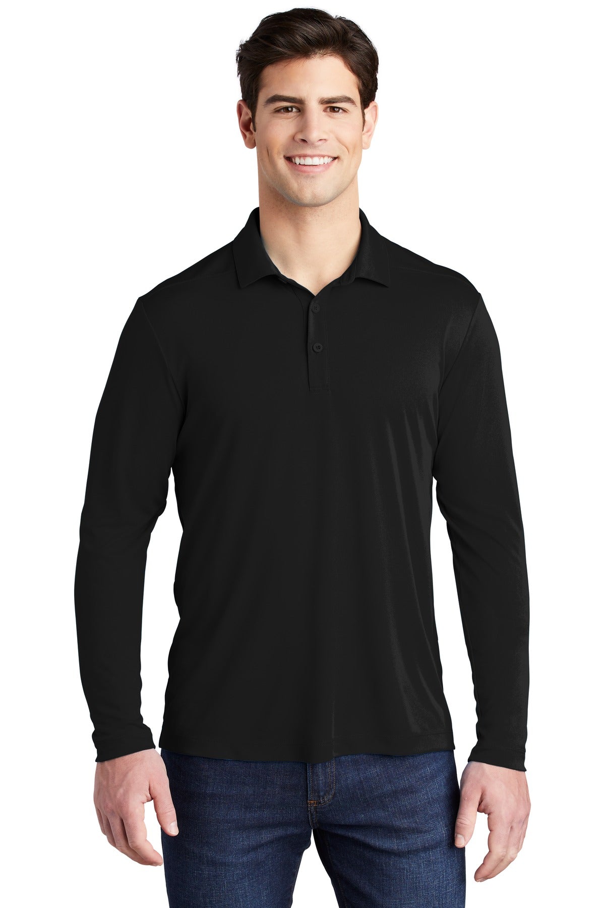 Custom Embroidered - Sport-Tek ®  Posi-UV®  Pro Long Sleeve Polo. ST520LS