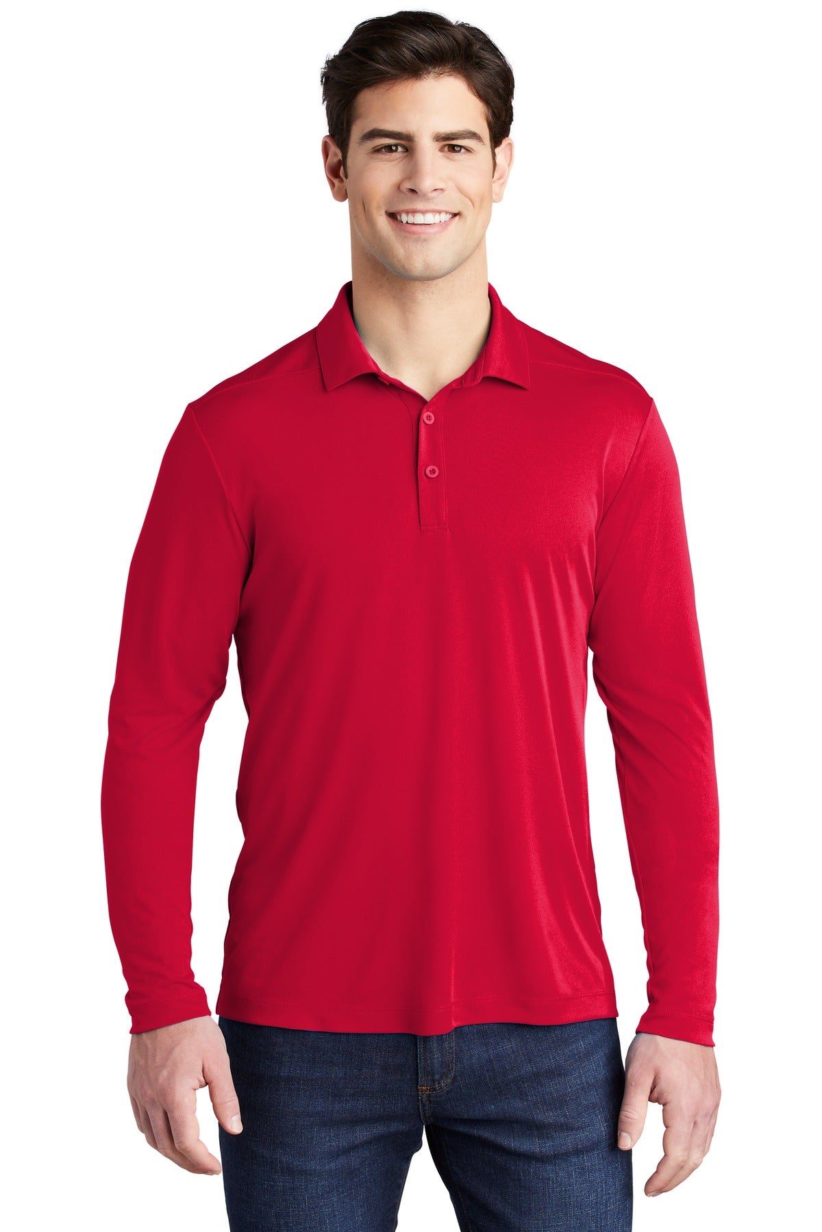 Custom Embroidered - Sport-Tek ®  Posi-UV®  Pro Long Sleeve Polo. ST520LS